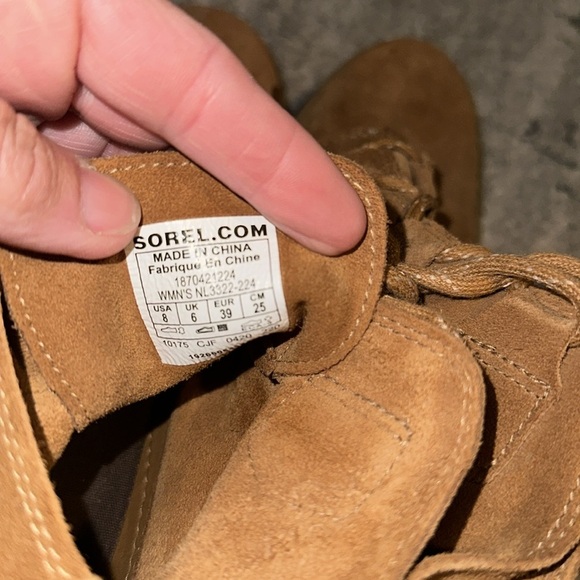 Sorel Wedge Evie lace up bootie tan sz 8 - Picture 6 of 6
